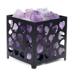 Amethyst Rough Crystal Heart Basket Lamp | Crystal Factory