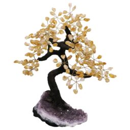 Citrine Gemstone Bonsai Tree on Amethyst Cluster 48 Branches DS3077 | Crystal Factory