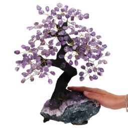 Amethyst Gemstone Bonsai Tree on Amethyst Cluster 48 Branches DS3080 | Crystal Factory