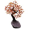 Carnelian Gemstone Bonsai Tree on Amethyst Cluster 36 Branches DS3083 | Crystal Factory