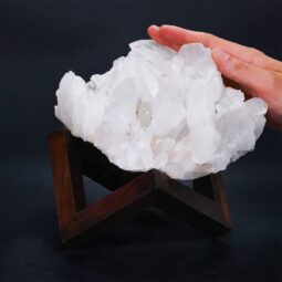 Clear Quartz Cluster on Timber Stand 12cm J2174 | Crystal Factory