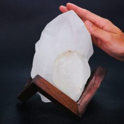 Clear Quartz Cluster on Timber Stand 12cm J2176 | Crystal Factory