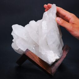 Clear Quartz Cluster on Timber Stand 12cm J2177 | Crystal Factory