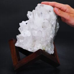 3.5kg Clear Quartz Cluster on Timber Stand 12cm J2178 5 Clear Quartz Cluster on Timber Stand 12cm J2178 | Crystal Factory