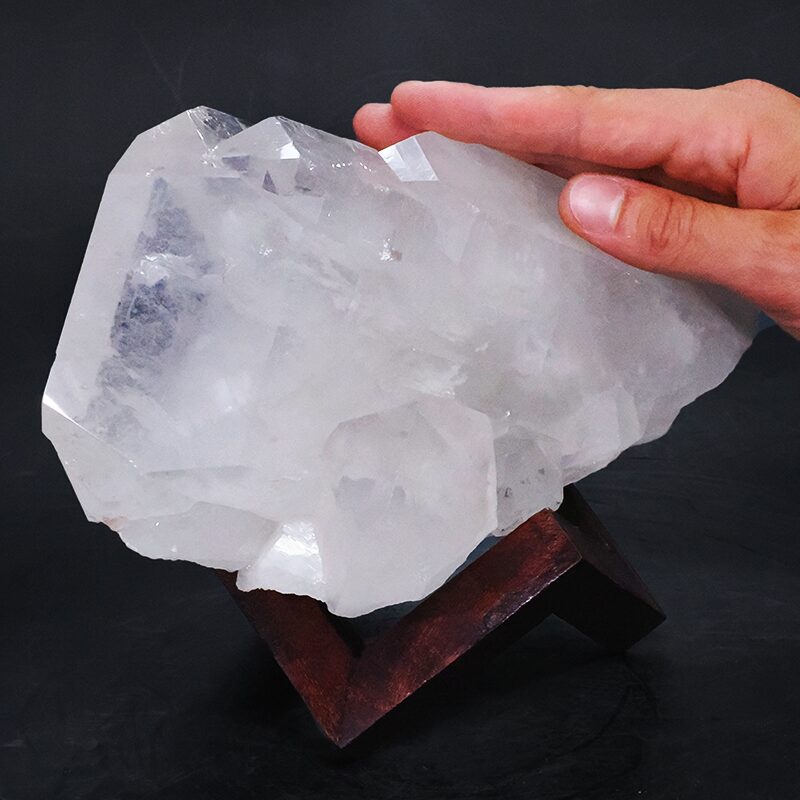 2.4kg Clear Quartz Cluster on Timber Stand 8cm J2182 4 Clear Quartz Cluster on Timber Stand 8cm J2182 | Crystal Factory