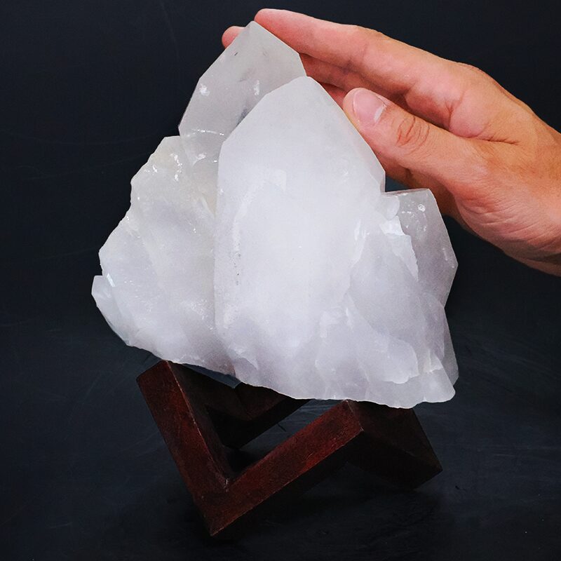 2.3kg Clear Quartz Cluster on Timber Stand 8cm J2183 4 Clear Quartz Cluster on Timber Stand 8cm J2183 | Crystal Factory