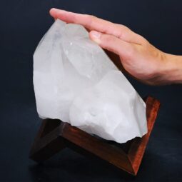 4.7kg Clear Quartz Cluster on Timber Stand 12cm J2184 5 Clear Quartz Cluster on Timber Stand 12cm J2184 | Crystal Factory