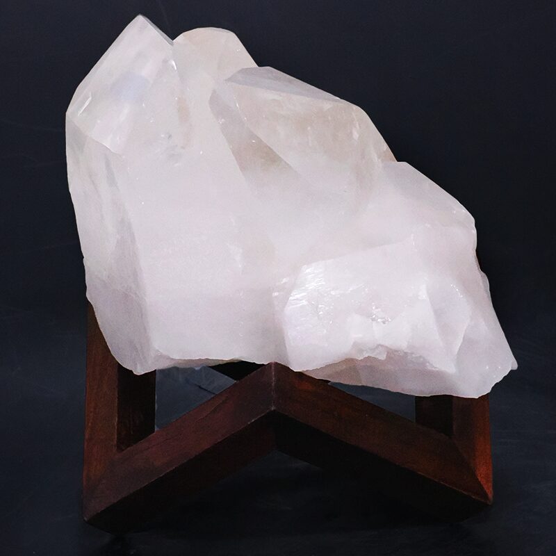 4.7kg Clear Quartz Cluster on Timber Stand 12cm J2184 3 Clear Quartz Cluster on Timber Stand 12cm J2184 | Crystal Factory