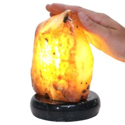 Golden Fire River Agate Lamp White LED N2252 | Crystal Factory