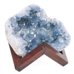 4.27kg Celestite Druze Cluster Specimen - With Timber 12cm Stand S1569 7 Celestite Druze Cluster Specimen - With Timber 8cm Stand S1569 | Crystal Factory