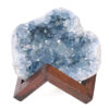 Celestite Druze Cluster Specimen - With Timber 8cm Stand S1569 | Crystal Factory