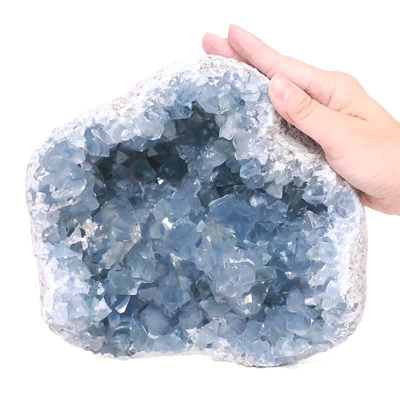 4.27kg Celestite Druze Cluster Specimen - With Timber 12cm Stand S1569 6 Celestite Druze Cluster Specimen - With Timber 8cm Stand S1569 | Crystal Factory