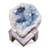 Celestite Druze Cluster Specimen - With Timber 8cm Stand S1564 | Crystal Factory