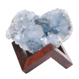 Celestite Druze Cluster Specimen - With Timber 8cm Stand S1565 | Crystal Factory