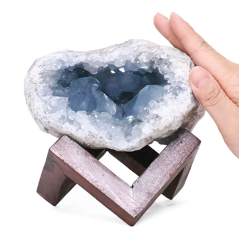 1.83kg Celestite Druze Cluster Specimen - With Timber 8cm Stand S1567 5 Celestite Druze Cluster Specimen - With Timber 8cm Stand S1567 | Crystal Factory
