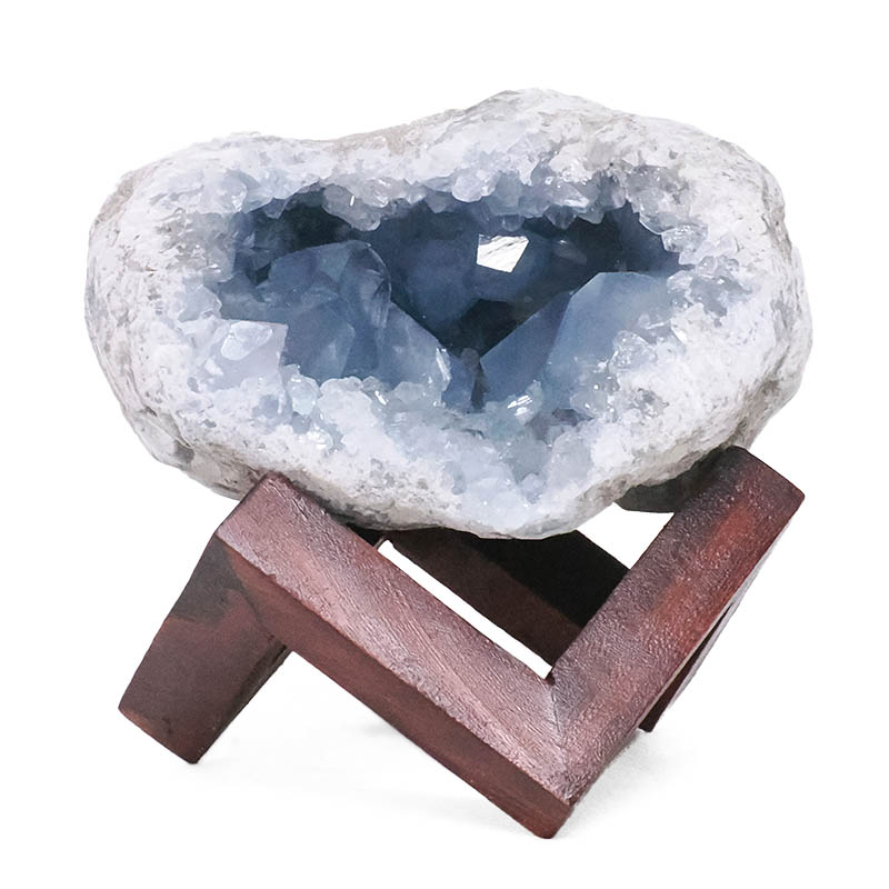 1.83kg Celestite Druze Cluster Specimen - With Timber 8cm Stand S1567 3 Celestite Druze Cluster Specimen - With Timber 8cm Stand S1567 | Crystal Factory