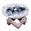 Celestite Druze Cluster Specimen – With Timber 8cm Stand S1571 | Crystal Factory