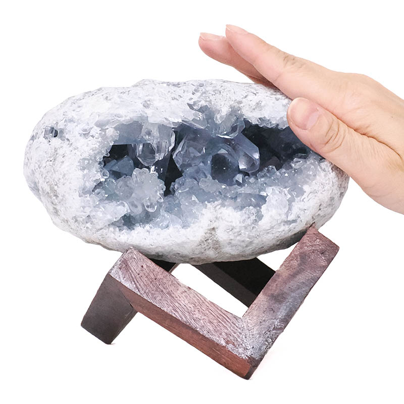 2.28kg Celestite Druze Cluster Specimen - With Timber 8cm Stand S1571 5 Celestite Druze Cluster Specimen – With Timber 8cm Stand S1571 | Crystal Factory