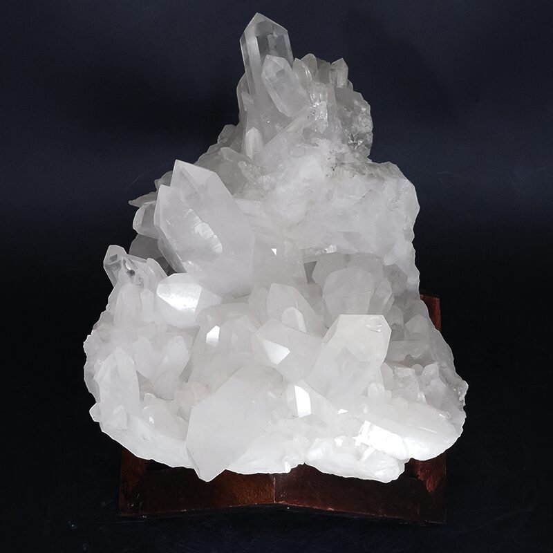5.9kg Clear Quartz Cluster on Timber Stand 12cm J2185 3 Clear Quartz Cluster on Timber Stand 12cm J2185 | Crystal Factory