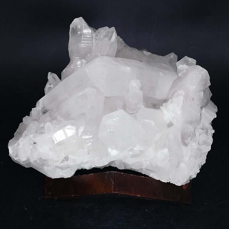 5.8kg Clear Quartz Cluster on Timber Stand 12cm J2186 3 Clear Quartz Cluster on Timber Stand 12cm J2186 | Crystal Factory
