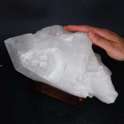 Clear Quartz Cluster on Timber Stand 12cm J2189 | Crystal Factory