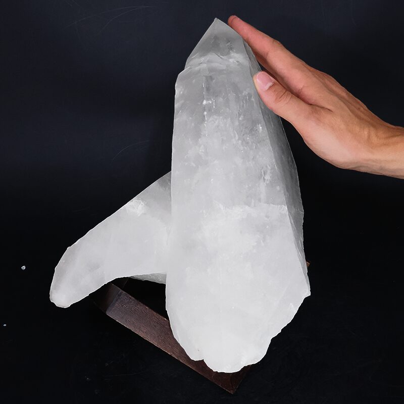 6.8kg Clear Quartz Cluster on Timber Stand 12cm J2190 4 Clear Quartz Cluster on Timber Stand 12cm J2190 | Crystal Factory
