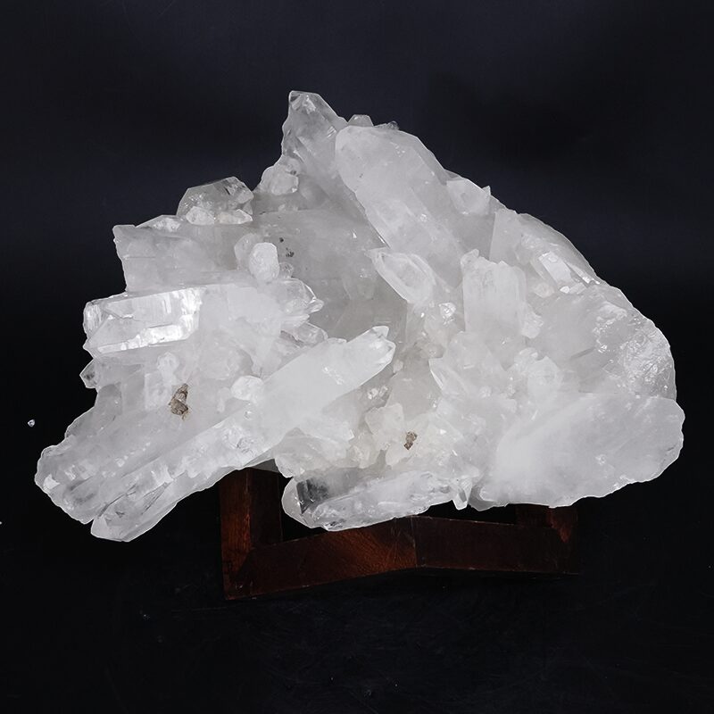 6.5kg Clear Quartz Cluster on Timber Stand 12cm J2191 3 Clear Quartz Cluster on Timber Stand 12cm J2191 | Crystal Factory