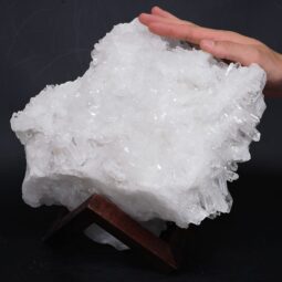 11.2kg Clear Quartz Cluster on Timber Stand 12cm J2192 8 Clear Quartz Cluster on Timber Stand 12cm J2192 | Crystal Factory