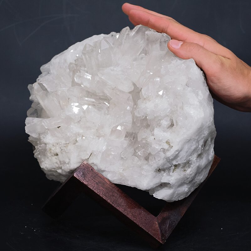 6.1kg Clear Quartz Cluster on Timber Stand 12cm J2195 4 Clear Quartz Cluster on Timber Stand 12cm J2195 | Crystal Factory