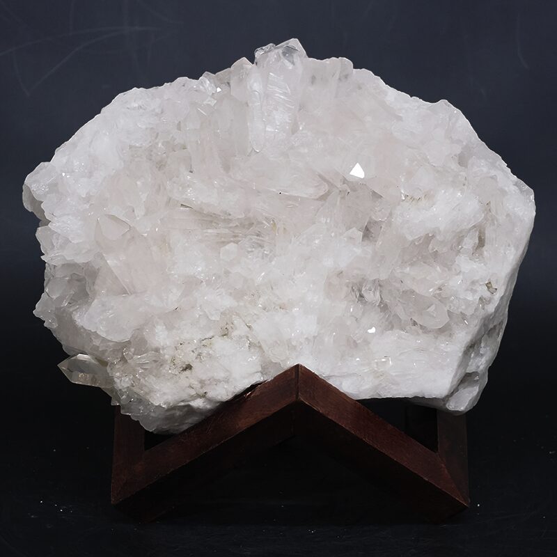 6.1kg Clear Quartz Cluster on Timber Stand 12cm J2195 3 Clear Quartz Cluster on Timber Stand 12cm J2195 | Crystal Factory