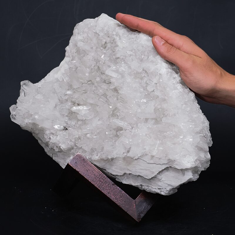 7.6kg Clear Quartz Cluster on Timber Stand 12cm J2196 4 Clear Quartz Cluster on Timber Stand 12cm J2196 | Crystal Factory