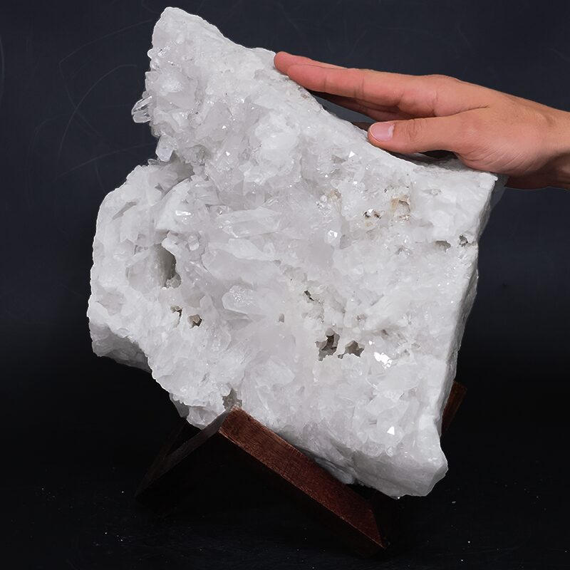 8.2kg Clear Quartz Cluster on Timber Stand 12cm J2197 4 Clear Quartz Cluster on Timber Stand 12cm J2197 | Crystal Factory