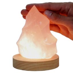 Rose Quartz Polished Flame Crystal with LED Large Light Base K1205 | Crystal Factory