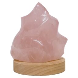 Rose Quartz Polished Flame Crystal with LED Large Light Base K1205 | Crystal Factory