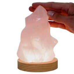 Rose Quartz Polished Flame Crystal with LED Large Light Base K1206 | Crystal Factory
