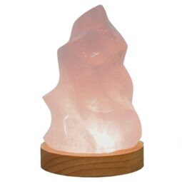 Rose Quartz Polished Flame Crystal with LED Large Light Base K1206 | Crystal Factory