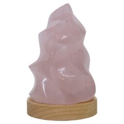 Rose Quartz Polished Flame Crystal with LED Large Light Base K1206 | Crystal Factory