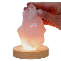 Rose Quartz Polished Flame Crystal with LED Large Light Base K1207 | Crystal Factory