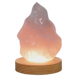 Rose Quartz Polished Flame Crystal with LED Large Light Base K1207 | Crystal Factory