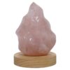 Rose Quartz Polished Flame Crystal with LED Large Light Base K1207 | Crystal Factory