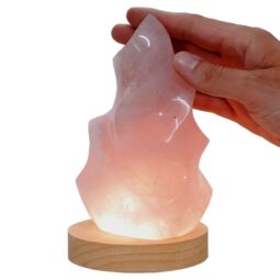 Rose Quartz Polished Flame Crystal with LED Large Light Base K1208 | Crystal Factory