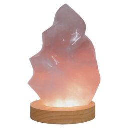 Rose Quartz Polished Flame Crystal with LED Large Light Base K1208 | Crystal Factory