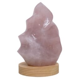 Rose Quartz Polished Flame Crystal with LED Large Light Base K1208 | Crystal Factory