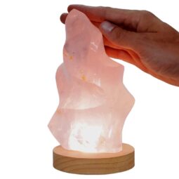 Rose Quartz Polished Flame Crystal with LED Large Light Base K1209 | Crystal Factory