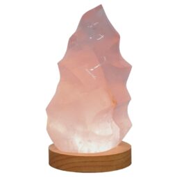 Rose Quartz Polished Flame Crystal with LED Large Light Base K1209 | Crystal Factory