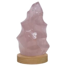 Rose Quartz Polished Flame Crystal with LED Large Light Base K1209 | Crystal Factory