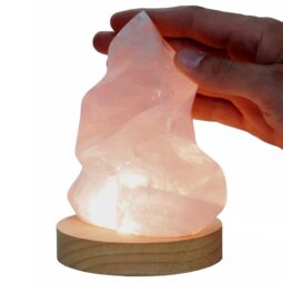 Rose Quartz Polished Flame Crystal with LED Large Light Base K1210 | Crystal Factory