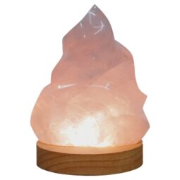 Rose Quartz Polished Flame Crystal with LED Large Light Base K1210 | Crystal Factory
