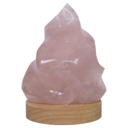 Rose Quartz Polished Flame Crystal with LED Large Light Base K1210 | Crystal Factory