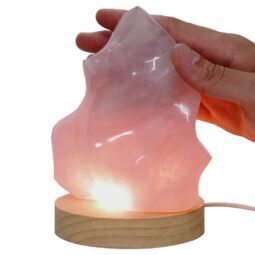 Rose Quartz Polished Flame Crystal with LED Large Light Base K1211 | Crystal Factory